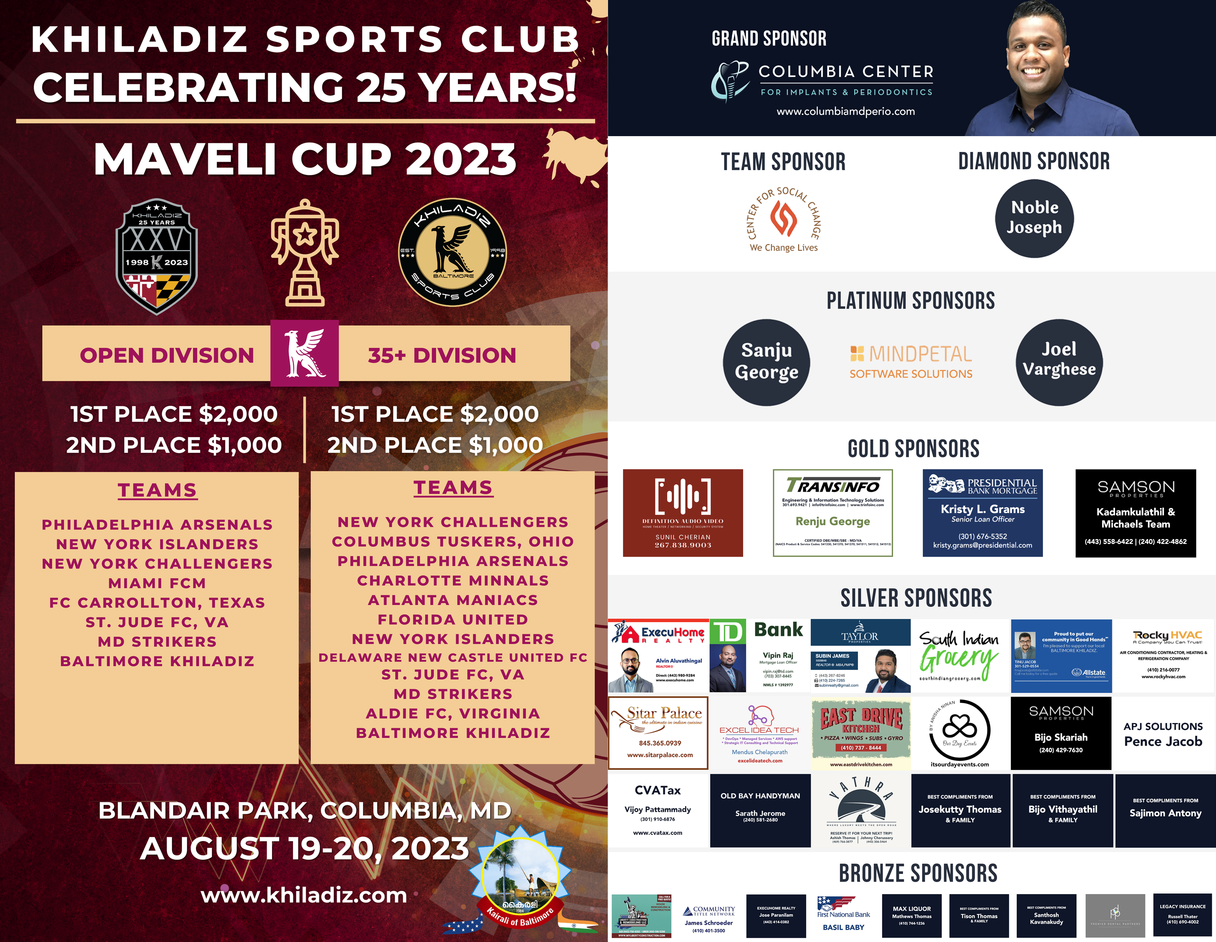 Maveli Cup 2023 Flyer & Sponsors